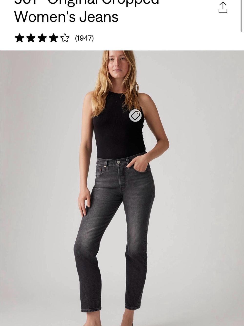 Levi's Women's 501 Black Ankle Cropped Jeans sz 31x26